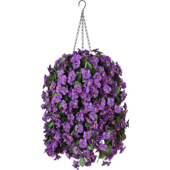 HangingArtificial Fake Flowers Plants Basket for Outdoor Faux Silk Orchid Flower - Picture 1 of 6